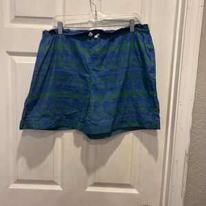 Java Wraps Green Blue Elastic Waist Shorts Pockets‎ Men's Size Medium Vintage